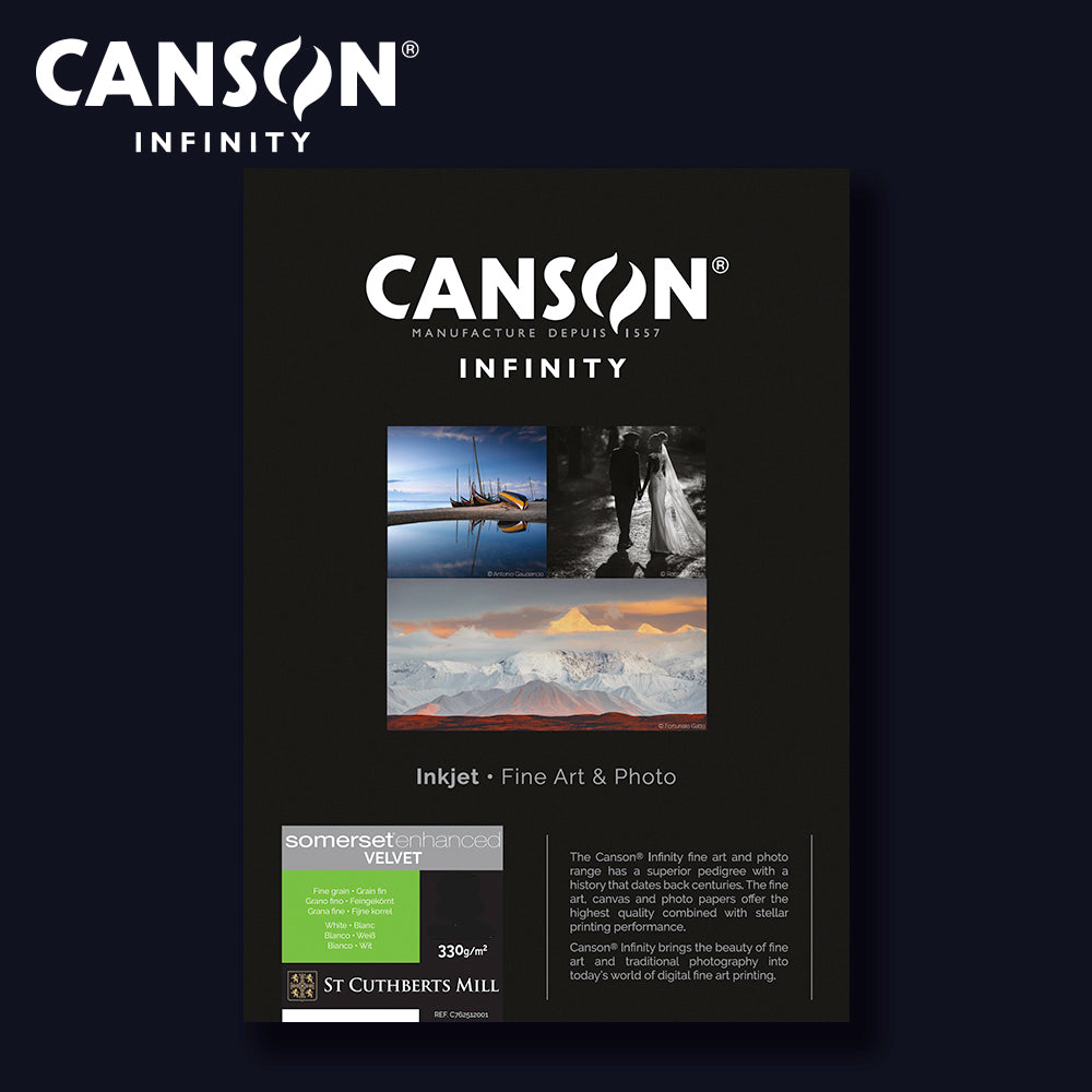 CANSON INFINITY - SOMERSET ENHANCED Velvet White 330 | A4 25 Blatt