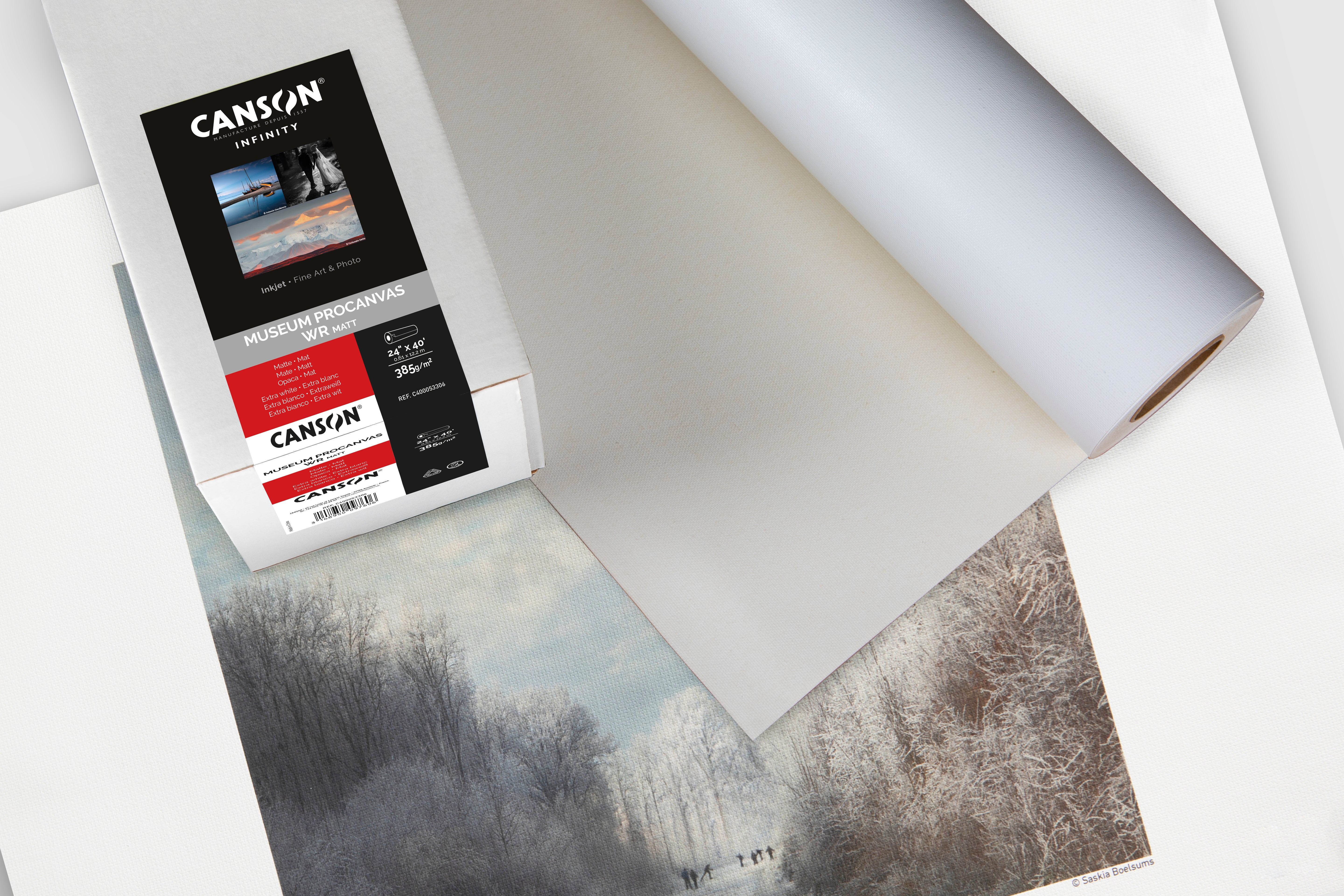CANSON INFINITY - Museum ProCanvas WR Matte 100% Cotton 385 | 36" x 12.2m Rolle