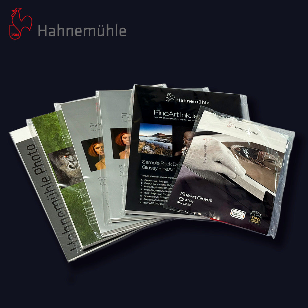 HAHNEMÜHLE Complete Starter Pack | 5x Sample Packs A4 + Handschuhe